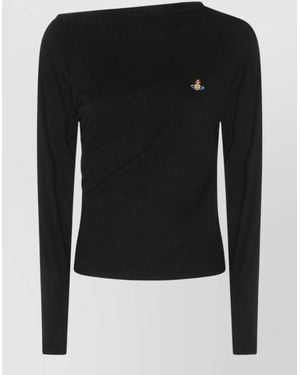 Vivienne Westwood Long Sleeve Asymmetric Ribbed Knit Top - Black