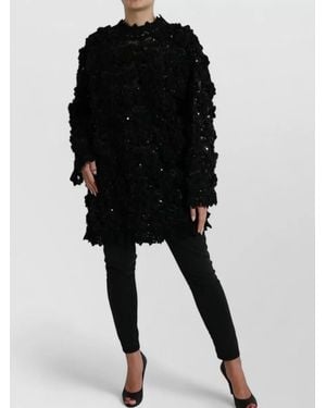 Dolce & Gabbana Sequined Lace Pullover Jumper Floral Embellishments - Black
