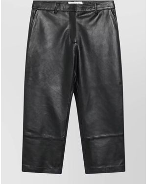 Frankie Shop Leather Finish Pants Belt Loops Pockets - Gray