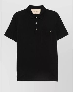 Valentino Cotton Piqué Short-Sleeve Polo Shirt - Black
