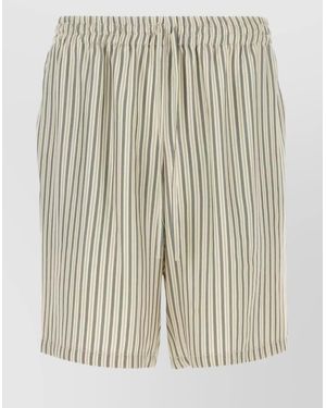 LeKasha Embroidered Silk Bermuda Shorts - Natural