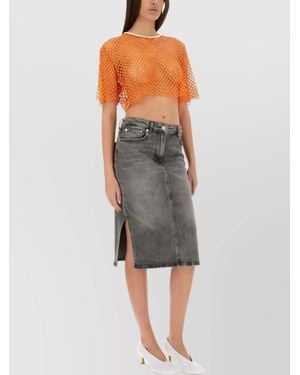 Moschino Mesh Cropped Top - Grey