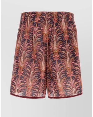 Valentino Garavani Cotton Bermuda Shorts Paisley Design - Red
