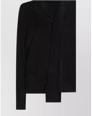 Zanone Virgin Wool Knotted Neck Long-Sleeve Sweater - Black