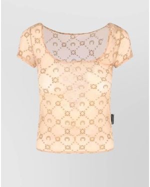 Marine Serre Mesh Moon Logo Short Sleeve T-Shirt - Natural