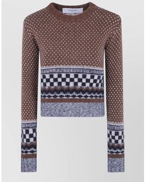 Golden Goose Journey Wool Blend Jacquard Cropped Knit - Brown