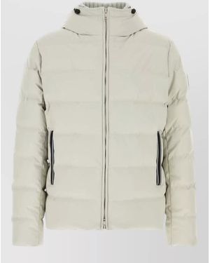 Fay Stretch Nylon Blend Hooded Quilted Down Jacket - Natural