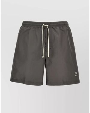 Brunello Cucinelli Logo Swimsuit With Back Pocket - Grey