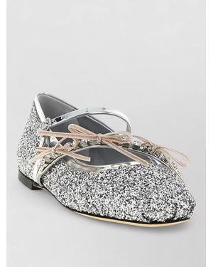 Jimmy Choo Loli Ballet Flats Glitter Bow Detail - Gray
