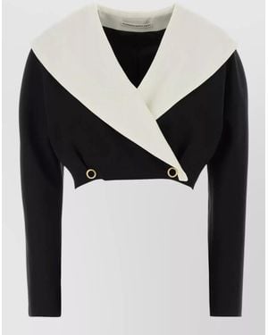 Alessandra Rich Wool Crepe Blazer - Black