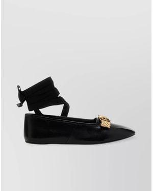 Gucci Square Toe Embellished Ballerina Flats - Black