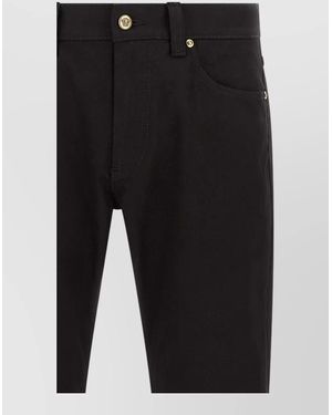Versace Medusa Signature Embroidery Denim Five Pocket Jeans - Black