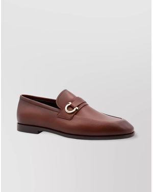Ferragamo Leather Loafer Featuring Gancini Detail - Brown