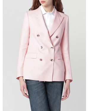Tagliatore Double Breasted Coat Notched Lapels Buttons - Pink