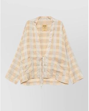 Uma Wang Plaid Jacket Long Sleeves Lightweight Fabric - Natural