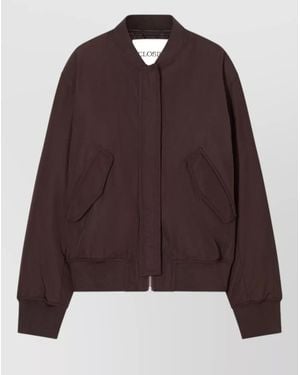 Closed Zipped Blouson Jacket Baseball Collar - Brown