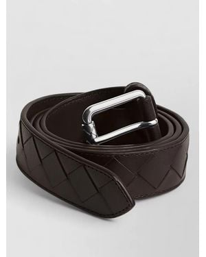 Bottega Veneta Leather Intrecciato Belt - Black