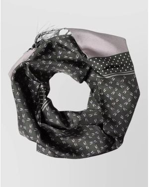 Dolce & Gabbana Silk Patterned Fringed Scarf - Gray
