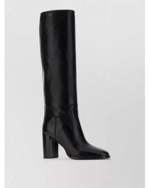 Prada Leather High-Heel Knee-High Boots - Black