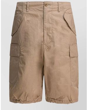 Beams Plus Mil Cargo Shorts Belt Loops Pockets - Natural