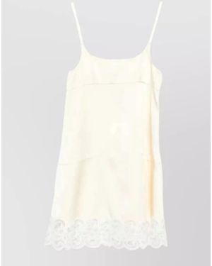 Stella McCartney Lace Mini Dress Square Neckline Straps - White