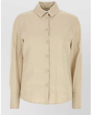 Max Mara Linen Blend Badesse Shirt Buttoned Cuffs - Natural