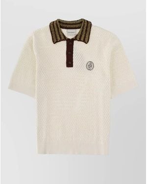 Drole de Monsieur Mirror Knit Polo Short Sleeves - Natural