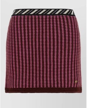 Versace High Waist Crochet Knit Color Block Skirt - Red