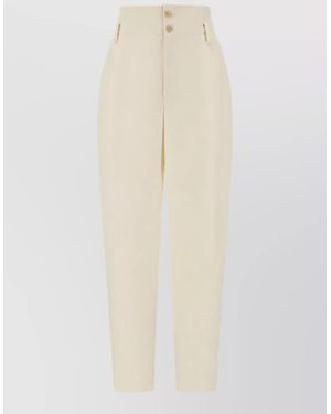 Alberta Ferretti Virgin Wool High-Rise Tailored Pants - White