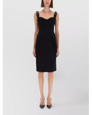Versace Jeans Couture Baroque Buckled Knee-Length Dress - Black