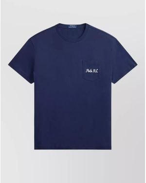 Polo Ralph Lauren Bear Jersey T Shirt Short Sleeves Pocket - Blue