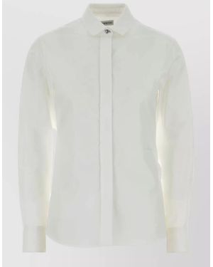 Burberry Poplin Shirt Straight Cut Tailored Collar Long Sleeves - White