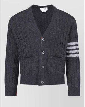 Thom Browne Cashmere Crewneck Jacket - Blue