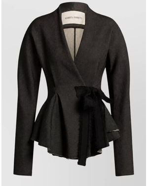 Alberta Ferretti Single-Breasted Peplum Blazer - Black