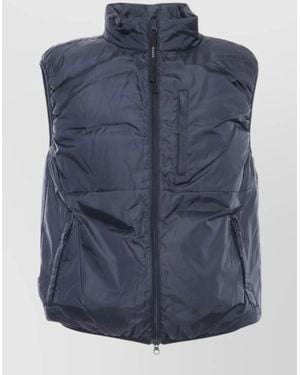 Aspesi Nylon Padded Vest Stand Collar Pockets - Blue