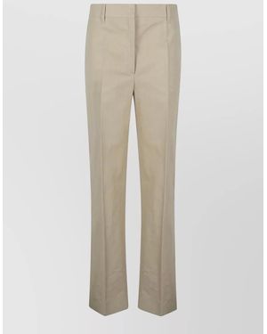 Prada Panama Tailored Trousers Belt Loops Button Detail - Natural