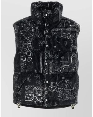 Khrisjoy Printed Corduroy Oversized Sleeveless Down Jacket - Black