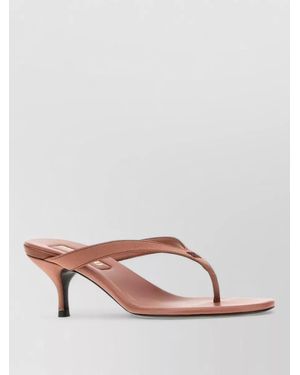 Miu Miu Satin Thong Sandals Kitten Heel Open Toe - Pink