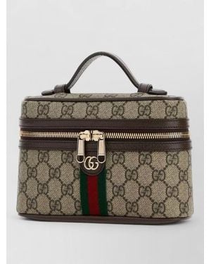 Gucci Canvas Mini Ophidia Shoulder Bag Top Handle - Brown