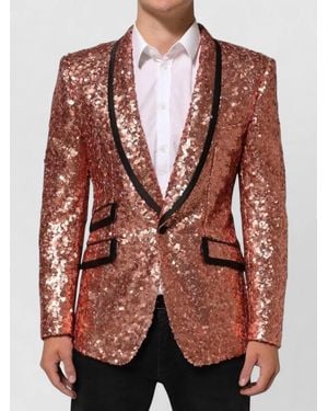 Dolce & Gabbana Sequin Sicilia One Button Blazer - Brown