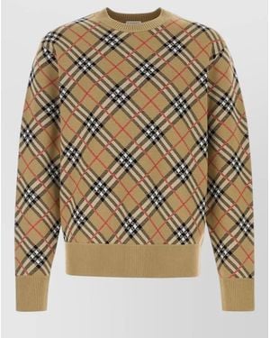 Burberry Checked Wool-Blend Long-Sleeve Jumper - Grey
