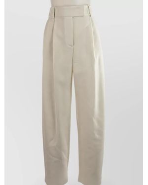 Giorgio Armani Silk High-Rise Straight-Leg Trousers - White