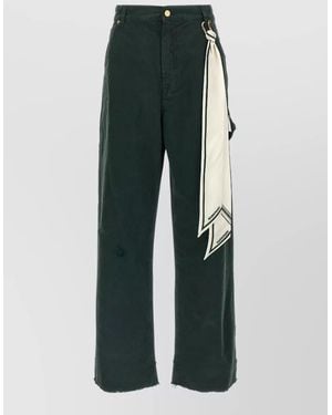 DARKPARK Cotton Wide-Leg Trousers - Green