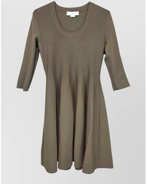 Stella McCartney Knit Fit Flare Dress Round Neckline - Green