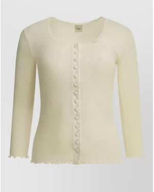 Chloé Cotton Silk Jersey Fitted Knit Top - Natural