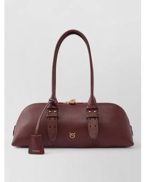 Pinko Shoulder Bag Double Handles Buckle Accents - Purple