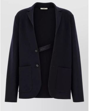 Fendi Single Breasted Wool Blend Blazer - Blue