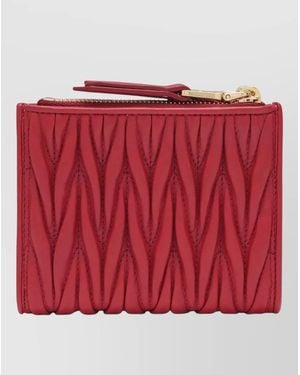 Miu Miu Matelassé Leather Wallet Tone Hardware - Red
