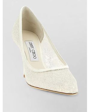 Jimmy Choo Love Pumps Glitter Finish Pointed Toe Stiletto - White