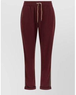 Brunello Cucinelli Monile Detail Track Sweatpants Cotton Silk - Red